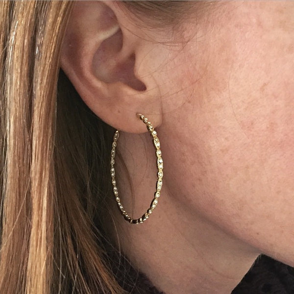 Braided Pave In/Out Hoops - Onyx and Blush
 - 5