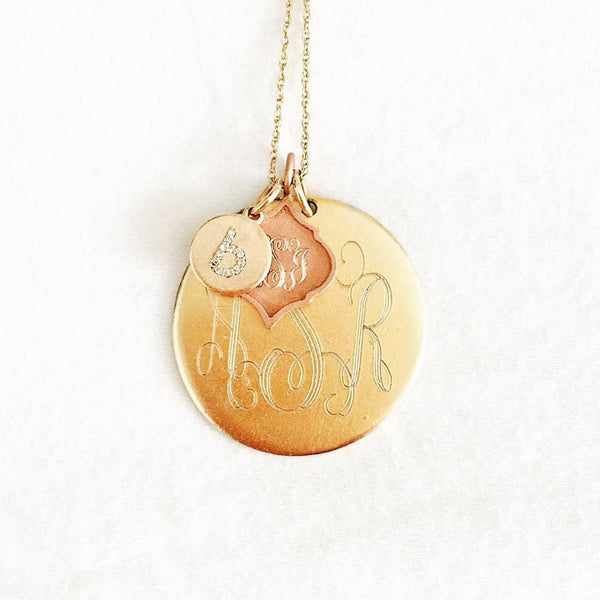 Antiqued Large Disc - Onyx and Blush
 - 3