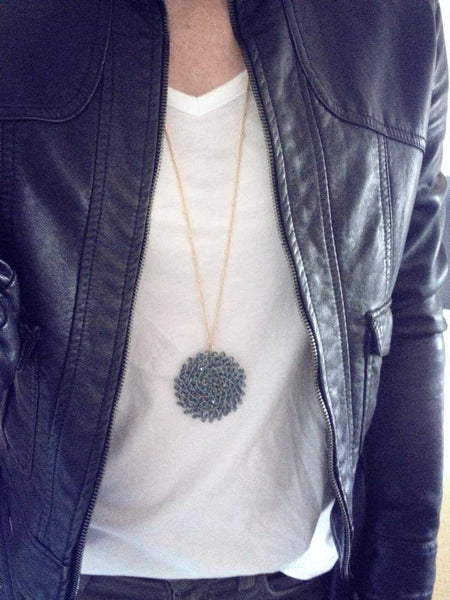 Beaded Round Pendants - Onyx and Blush
 - 10