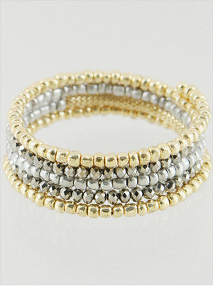 Beaded Wrap Bracelet - Onyx and Blush
 - 1