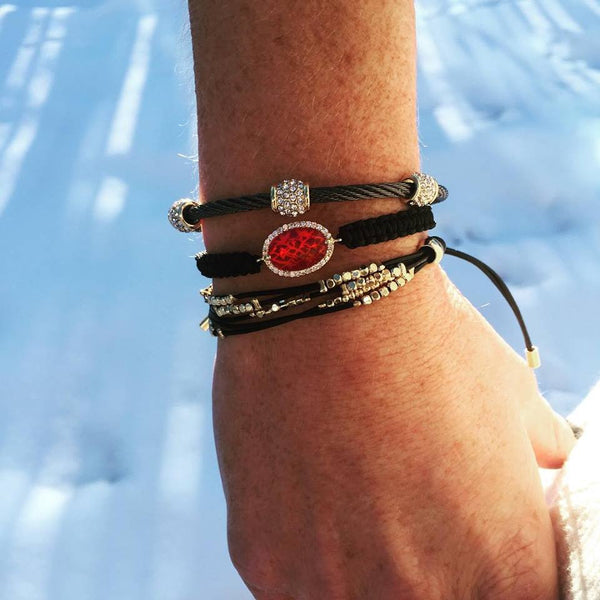 Pave Cable Bangles - Onyx and Blush
 - 5