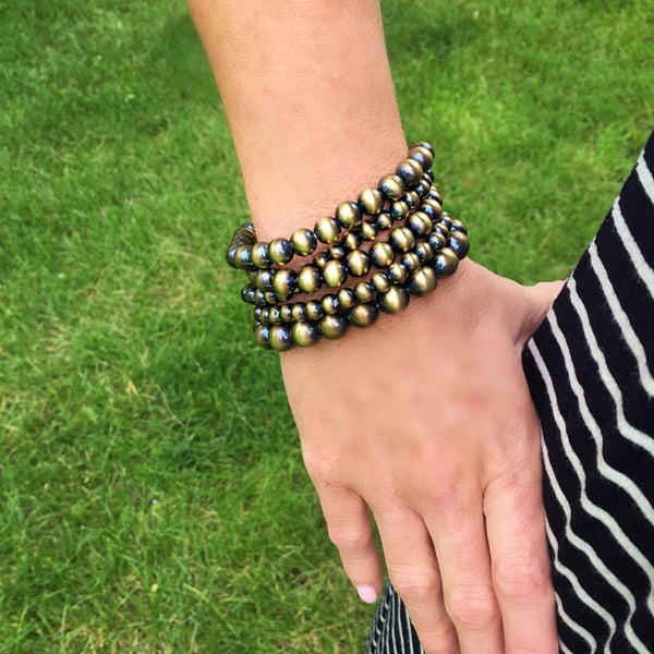 Bronze Stackable Beaded Bracelets