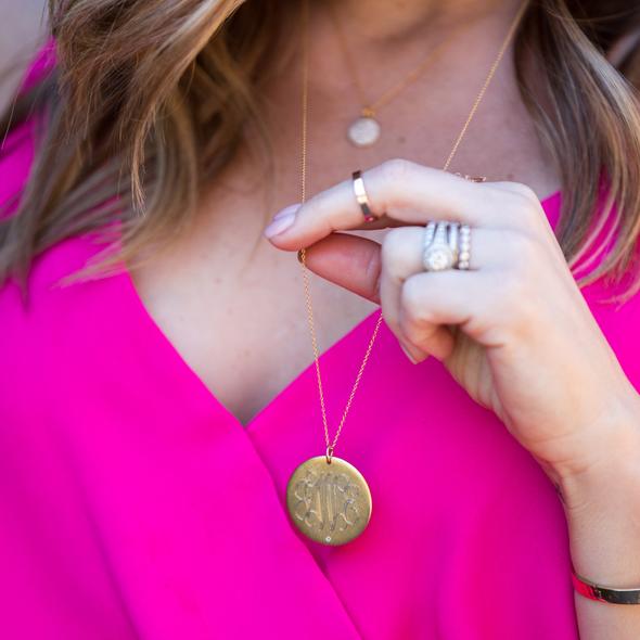 Antiqued Large Disc with Diamond
