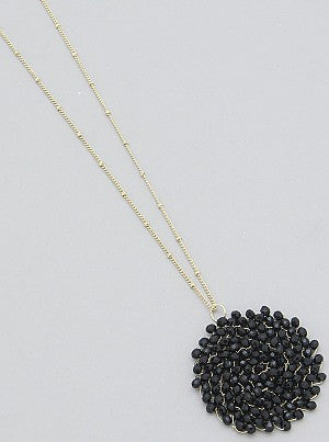 Beaded Round Pendants - Onyx and Blush
 - 8