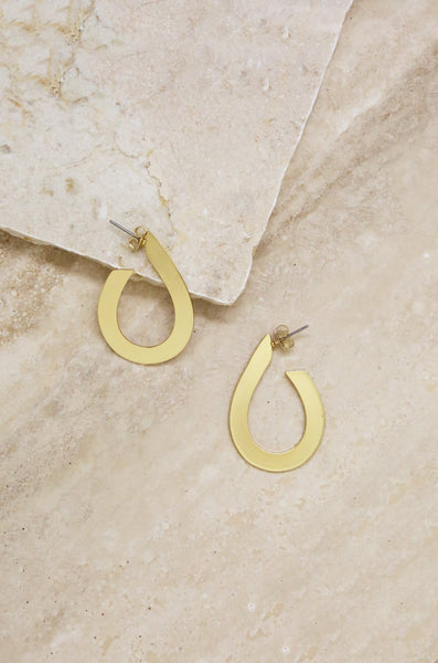 Flat Teardrop Hoop Earrings