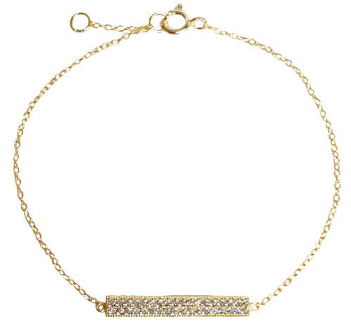 Double CZ Bar Bracelet - Onyx and Blush
 - 2