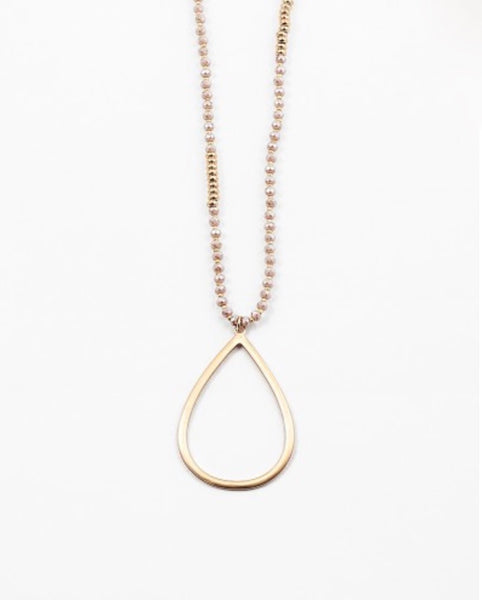 Beaded Gold Teardrop Necklace