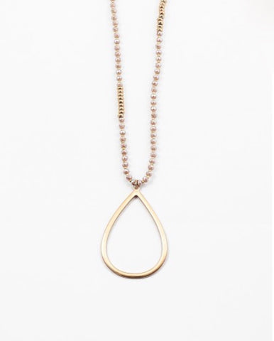 Beaded Gold Teardrop Necklace