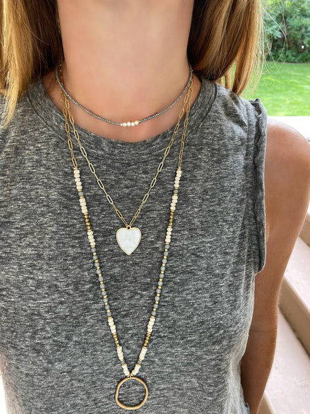 Mother Of Pearl Heart Necklace