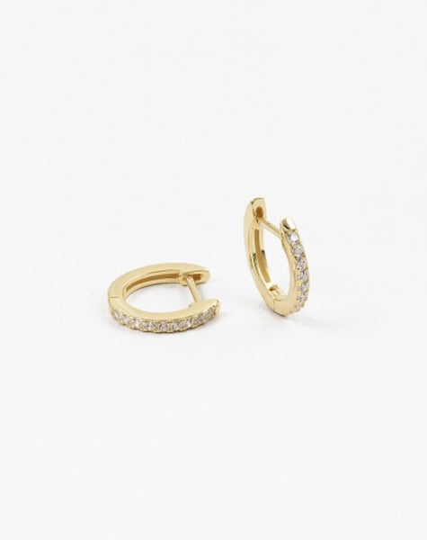 Gold Pave Huggies (STERLING)