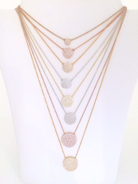 Classic Pave Circle Necklaces - Onyx and Blush
 - 2