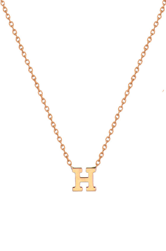 14K Gold Initial Necklace - Onyx and Blush
 - 1