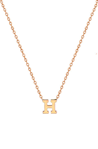 14K Gold Initial Necklace - Onyx and Blush
 - 1