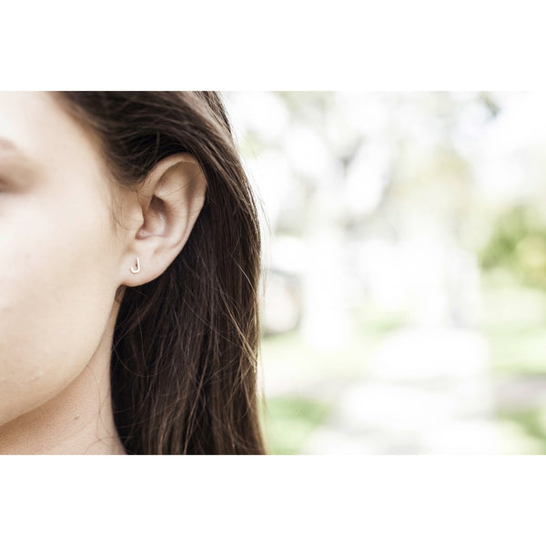 Chic 14k Gold Initial & Heart Stud Earrings - Onyx and Blush
 - 2