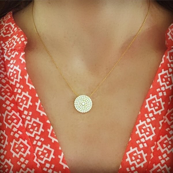 Classic Pave Circle Necklaces (STERLING)