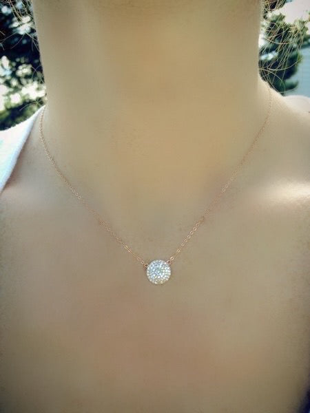 Classic Pave Circle Necklaces (STERLING)