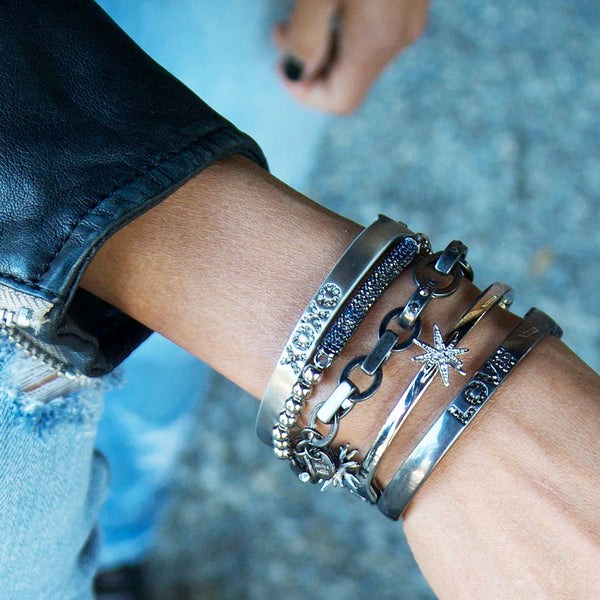 Pave Bar Beaded Bracelet