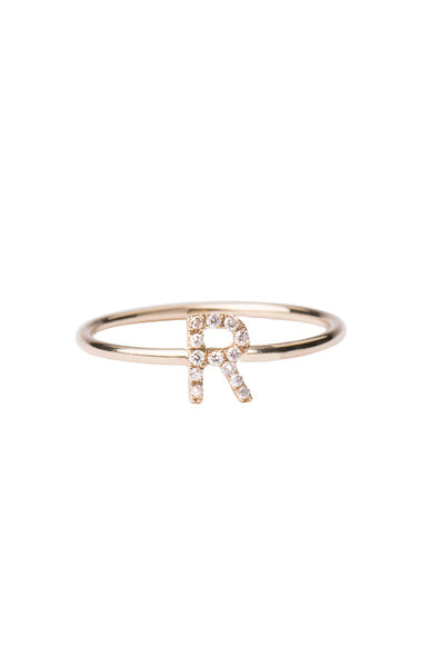 Diamond Initial Ring - Onyx and Blush
 - 1
