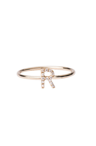 Diamond Initial Ring - Onyx and Blush
 - 1