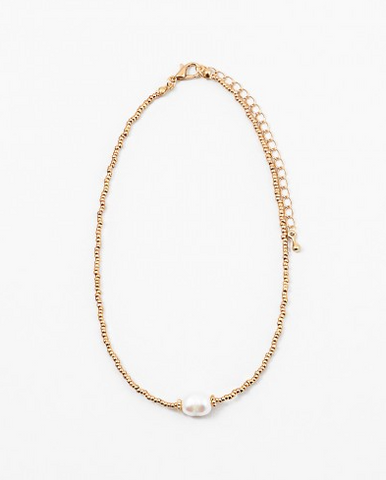 Simple Gold Pearl Choker