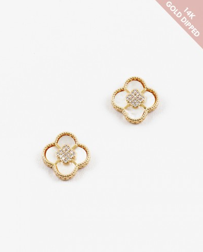 Mother of Pearl Clover Studs