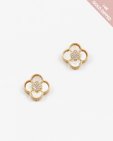 Mother of Pearl Clover Studs