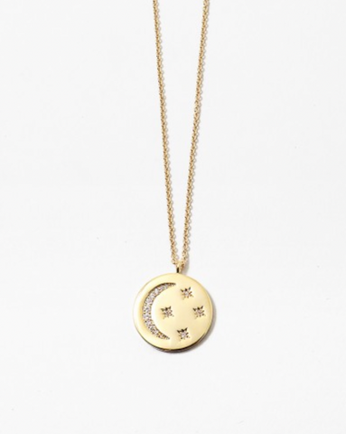 Moon and Stars Disc Necklace