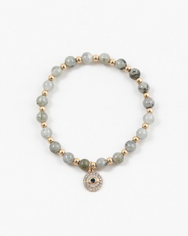 Labradorite Bracelet with Evil Eye