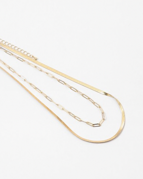 Gold Double Paper Clip and Snake Chain