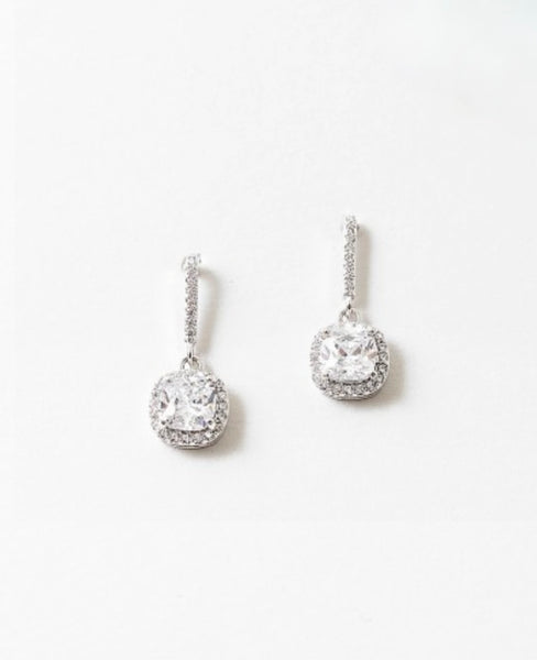 Dressy Cushion Cut Drop Earrings