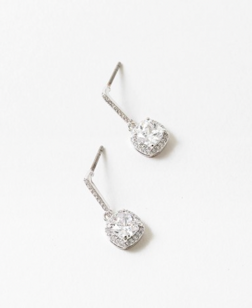 Dressy Cushion Cut Drop Earrings