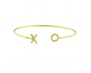 XO Pave Open Bangle - Onyx and Blush
 - 1