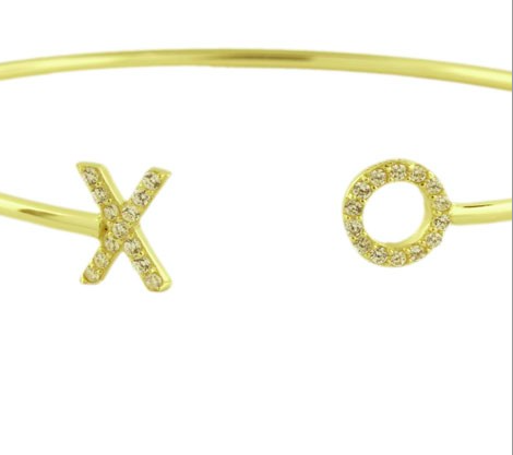 XO Pave Open Bangle - Onyx and Blush
 - 2