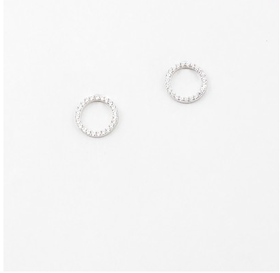 Open Circle Pave Studs - Onyx and Blush
 - 5