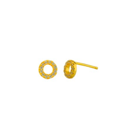 Petite Open Pave Circle Studs - Onyx and Blush
 - 3