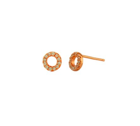 Petite Open Pave Circle Studs - Onyx and Blush
 - 2