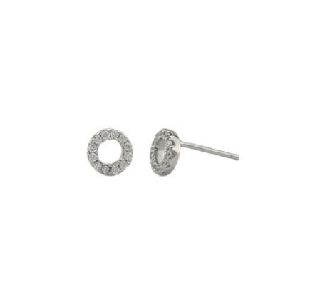 Petite Open Pave Circle Studs - Onyx and Blush
 - 1