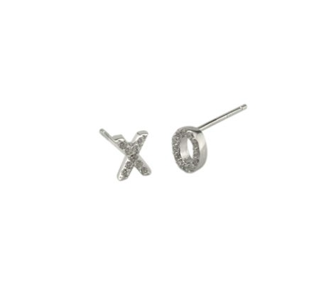 Pave XO Studs - Onyx and Blush
 - 1