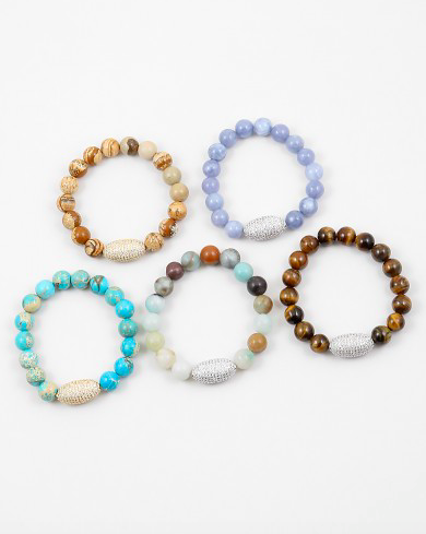 Pave Beaded Bracelet - Onyx and Blush
 - 2