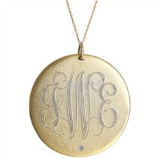 Antiqued Large Disc with Diamond - Onyx and Blush
