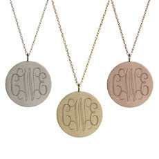 Medium Disc with Initials - Onyx and Blush

