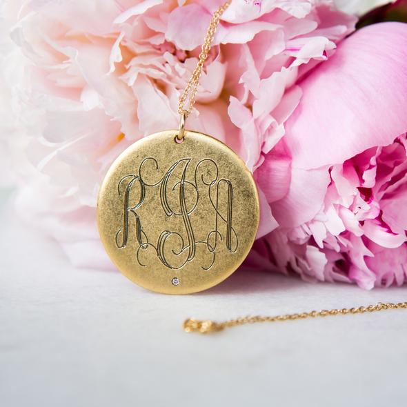 Antiqued Large Disc with Diamond