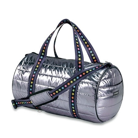 Gunmetal Puffer Duffle with Multi Stars