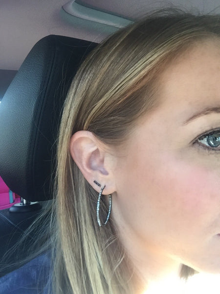 Pave In/Out Hoops - Onyx and Blush
 - 5