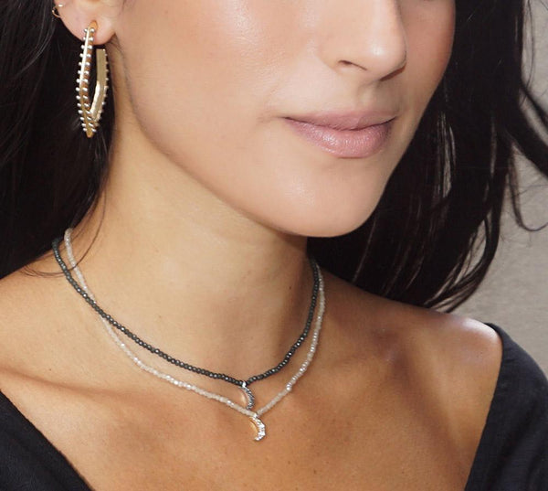 Diamond Shape Studded Hoop by Marlyn Schiff