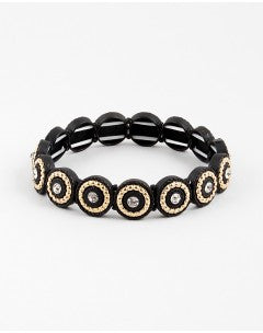 Two-Toned Stretch Bracelet - Onyx and Blush
 - 1